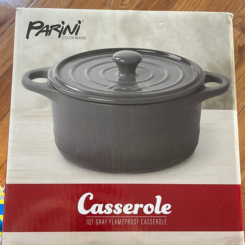 1 Qt Gray Flameproof Casserole Dish